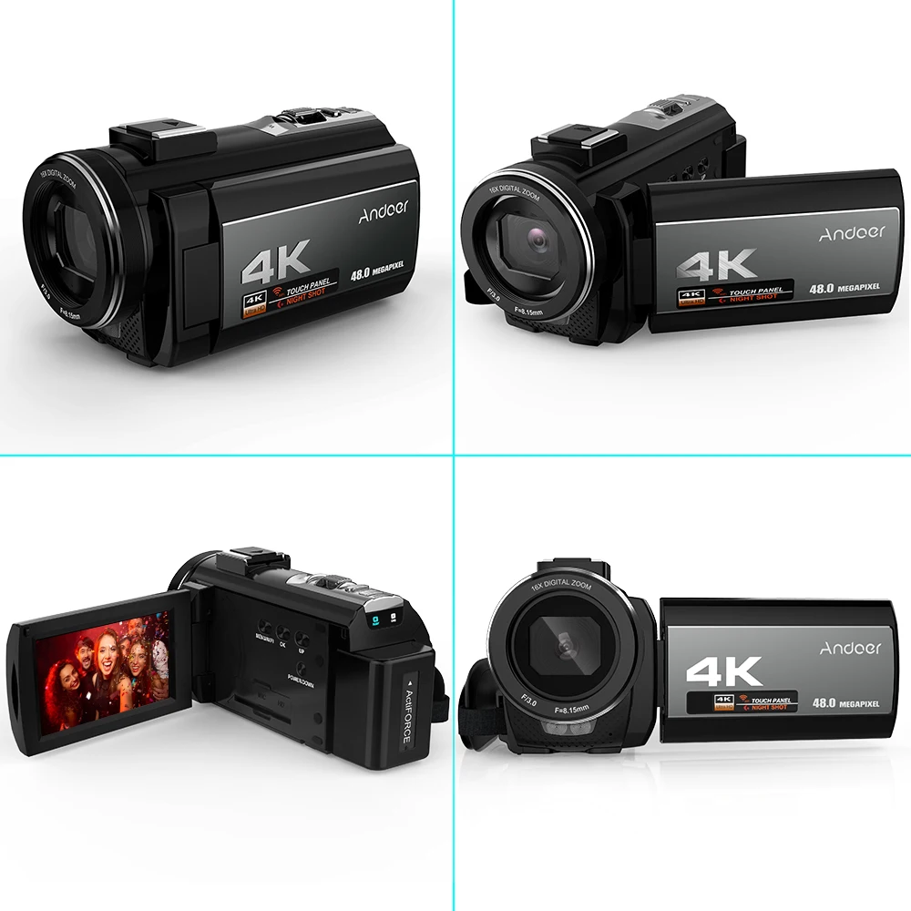 Портативная Цифровая видеокамера Andoer 4K 48 МП Wi Fi сумка через плечо для видеокамеры