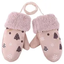 Перчатки с длинными пальцами; зимние вязаные перчатки для малышей; теплые детские перчатки с рисунком дерева и снежинки; Новинка года