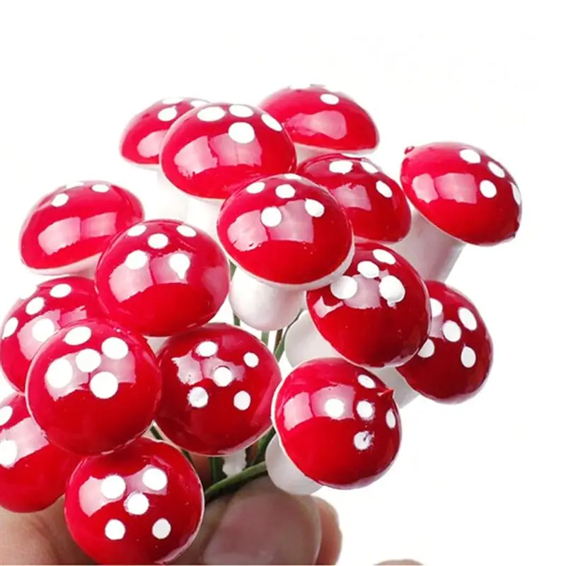 

10/20pcs Mini Foam Mushroom for Garden Ornament Flower Pots Bonsai Micro Landscape Decor (Red)