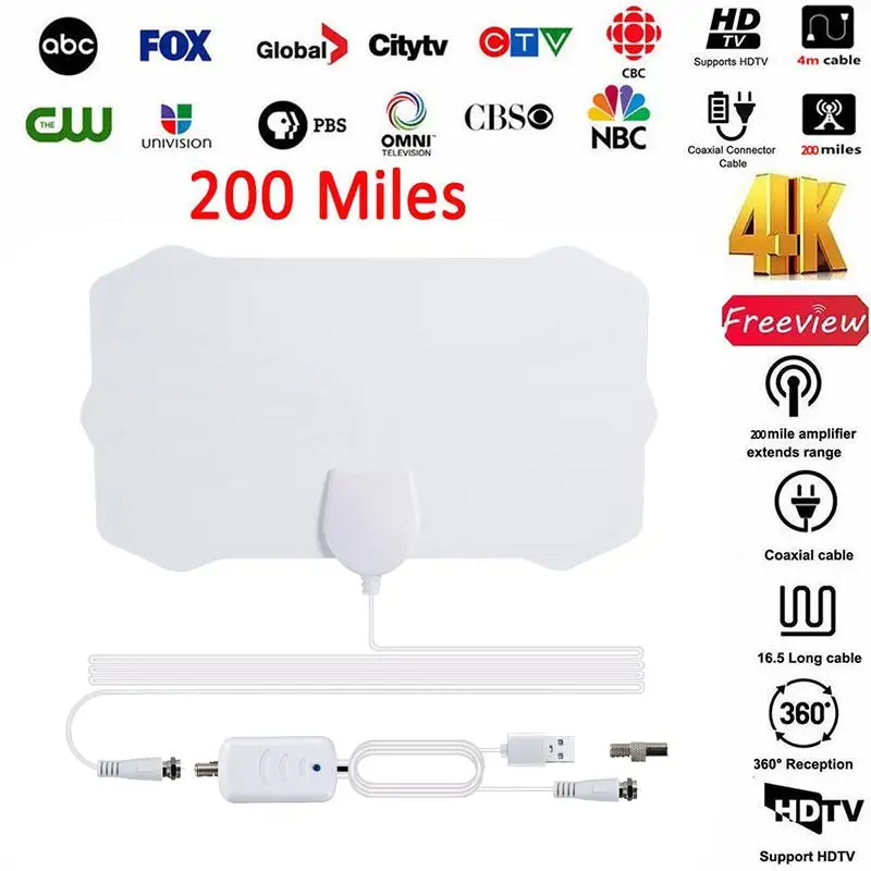 Цифровая ТВ антенна для помещений Eas tV ita 200 миль HD Skywire 4K TV 1080P с усилителем
