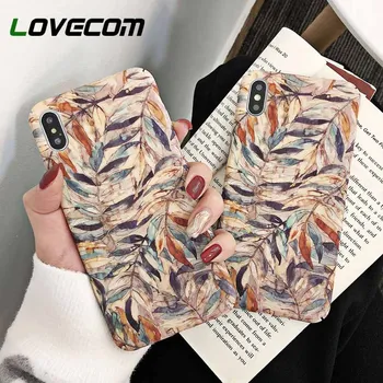 

LOVECOM Vintage Watercolor Leaves Flower Phone Case For iPhone 11 Pro Max XR XS Max 6 6S 7 8 Plus Matte Hard PC Phone Back Cover