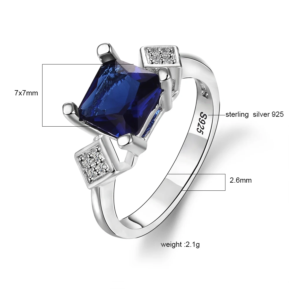 Новые квадратные серебряные ювелирные кольца 925, женские кольца на палец с темно-синим сапфиром, драгоценным камнем, цирконием, винтажные ювелирные изделия