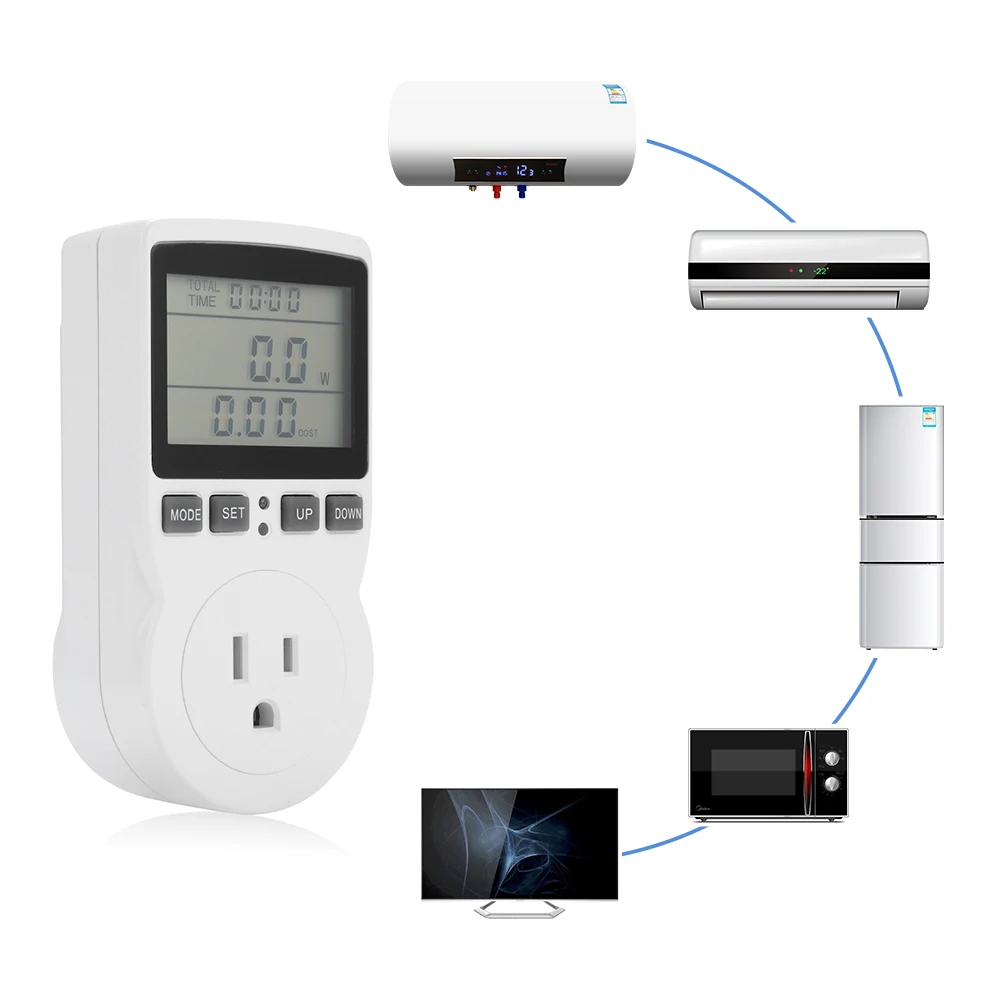 

UK Digital LCD Power Meter Socket Outlet Wattmeter Kwh Voltage Current Watt Meter Power Analyzer Electricity Monitor