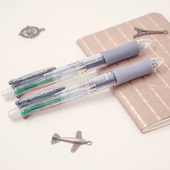 

5 In 1 Ballpoint Pens 4 Colors Ball Pens 1 Automatic Pencil Multicolor With Eraser Ball Pens For School Office Simple Stationery