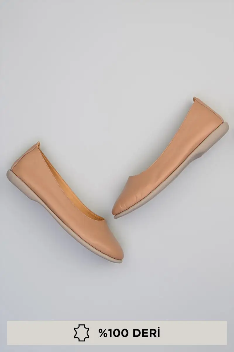 

Bambi Genuine Leather Sand Women 'S Ballerina F0311803003