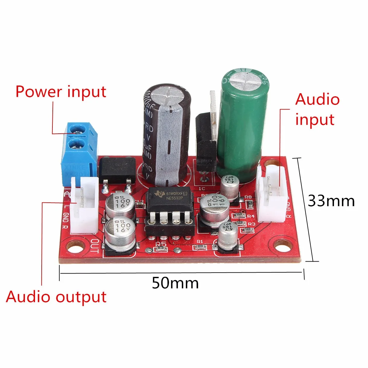 CLAITE Новый DC 9 24V AC 8 16V NE5532 Hifi аудио OP AMP микрофонный предусилитель