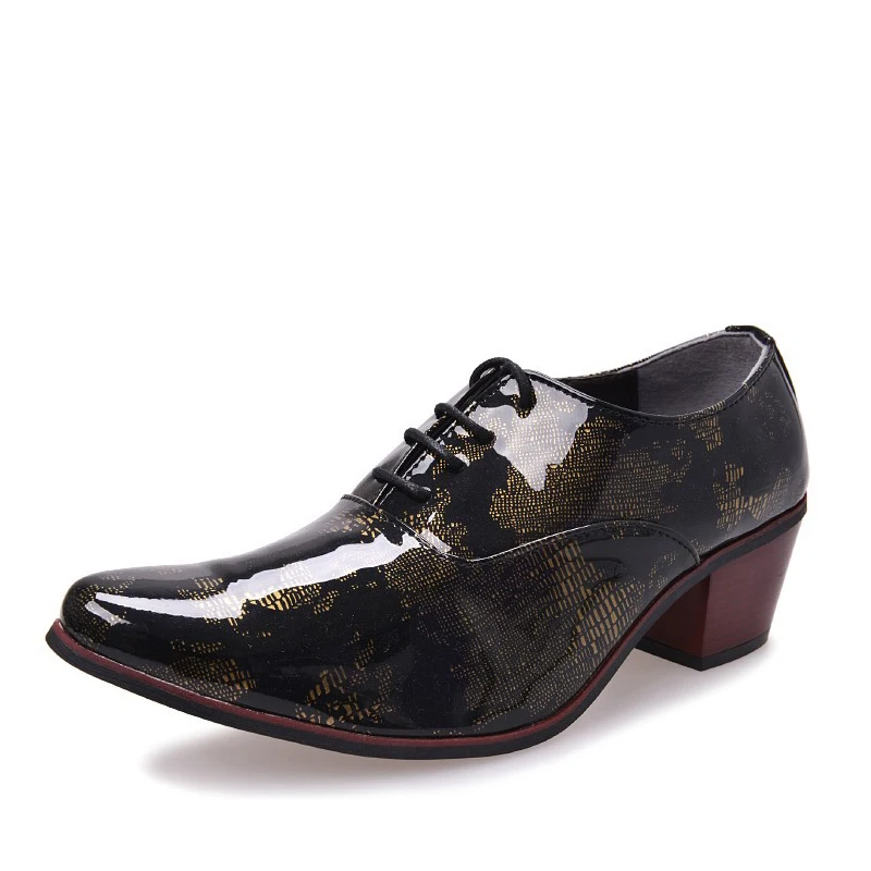 

Fashion Men Dress Shoes High Heels Italian Leather Oxford Shoes Wedding Formal Party Nigh club Man Pointed Toe Shoes