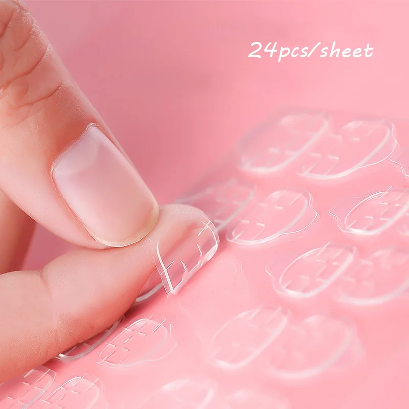 24 шт/лист прозрачные двухсторонние самоклеющиеся наклейки s Прозрачные вкладки для ногтей накладные наклейки для ногтей маникюрные инструменты