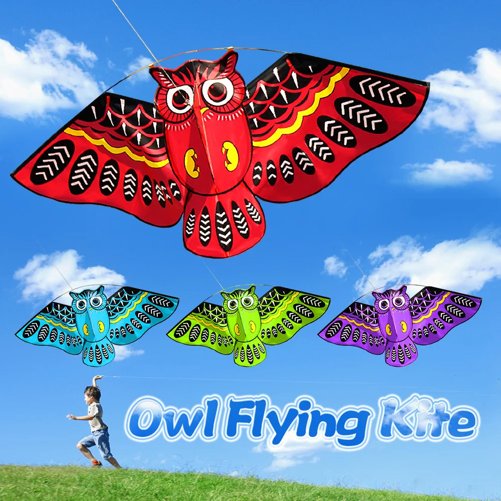 

43 x 20 Inch Colorful Cartoon Owl Flying Kite with Kite Line Outdoor Toy for Children Gift Outdoor Tool