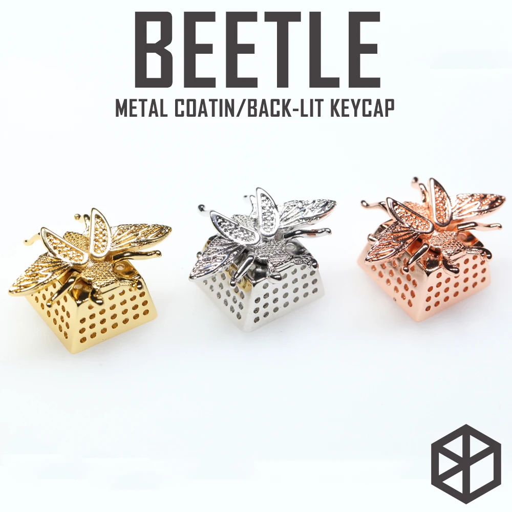 kprepublic beetle Metal metal coating MX Keycap silver gold Rose Goldfor mechanical keyboard Row R4 esc light through