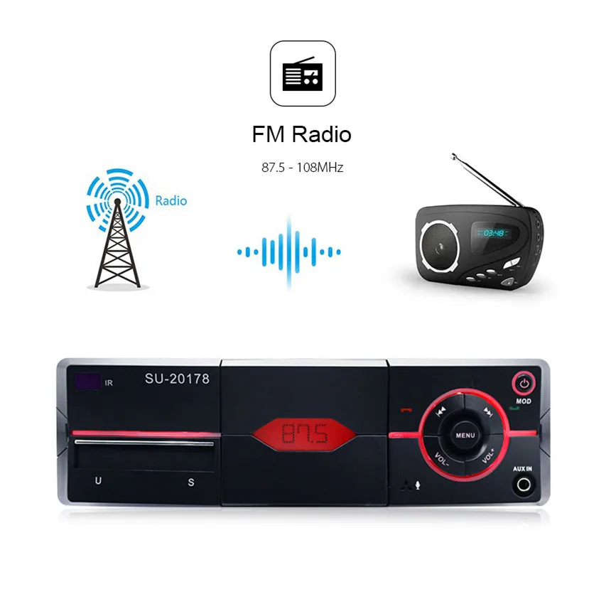SU 20178 1 Din автомобильный Радио MP3 плеер Bluetooth 4 0 FM AUX аудио Handsfree мультимедийный
