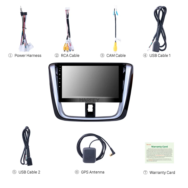 Perfect Harfey 2Din Quad Core 10.1 Android 8.1 Wifi Car Radio GPS Multimedia Player Head Unit For TOYOTA VIOS Yaris  2014 2015 2016 2017 3