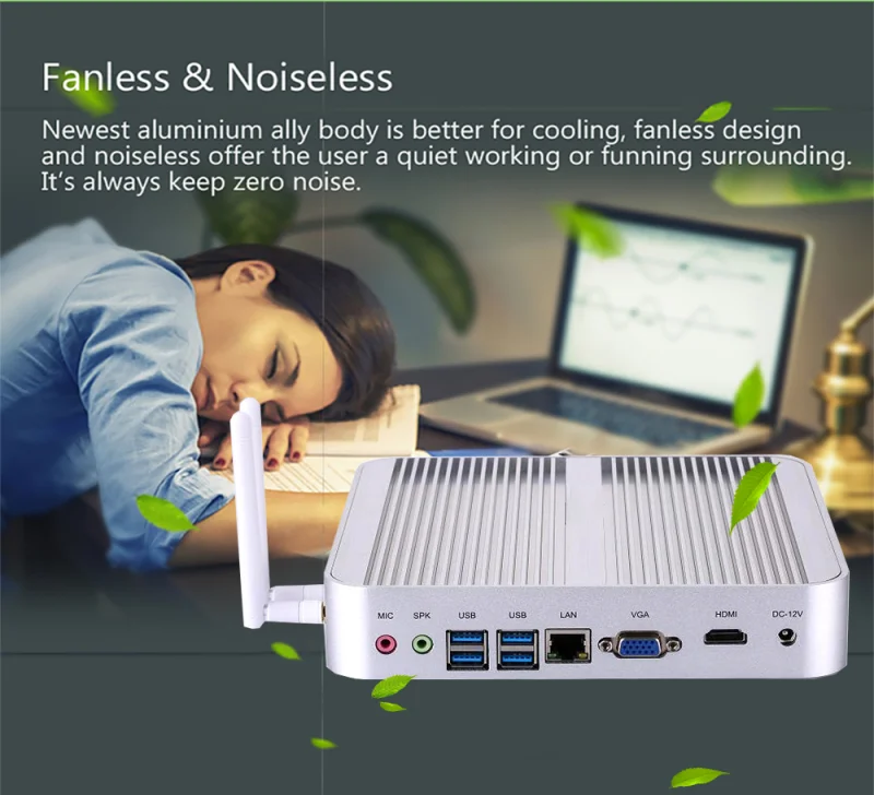 Cheap Fanless mini computer Intel 8th Gen Quad Core i5 8250U 6MB Cache windows 10 linux Mini PC i5 