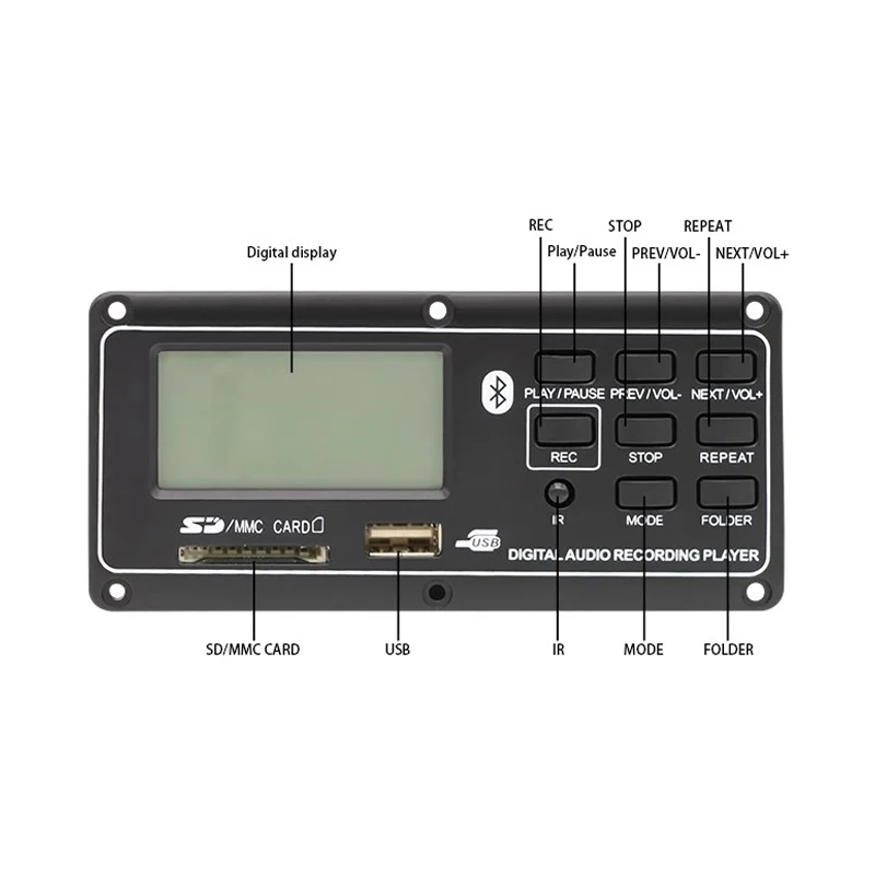 Авто-Dc12V Mp3 Bluetooth декодер доска аудио модуль Usb Aux Fm Радио Пульт с цифровым дисплеем Поддержка Mp3/Usb/Sd карты Func