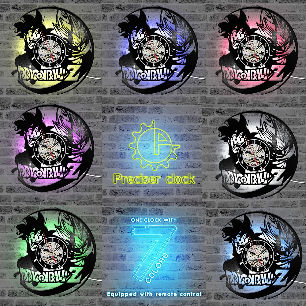 Черные светодиодные часы Dragon Ball круглые полые настенные для домашнего декора