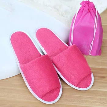 

Reusable Men Women's Plush Hotel Travel SPA Home Slippers 2019 New Simple Portable Folding Indoor House Slippers Pantoffel Dames