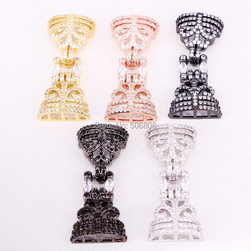 

5PCS CZ Micro Pave Buckle Clasps, Cubic Zirconia Paved Bow knot Connectors, Unique Bracelet Necklace Clasps Accessories