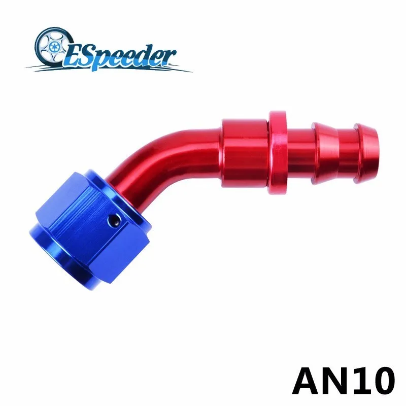 ESPEEDER AN10 Aluminum 45 Degree Push On Oil Pipe Fitting Adapter Fuel