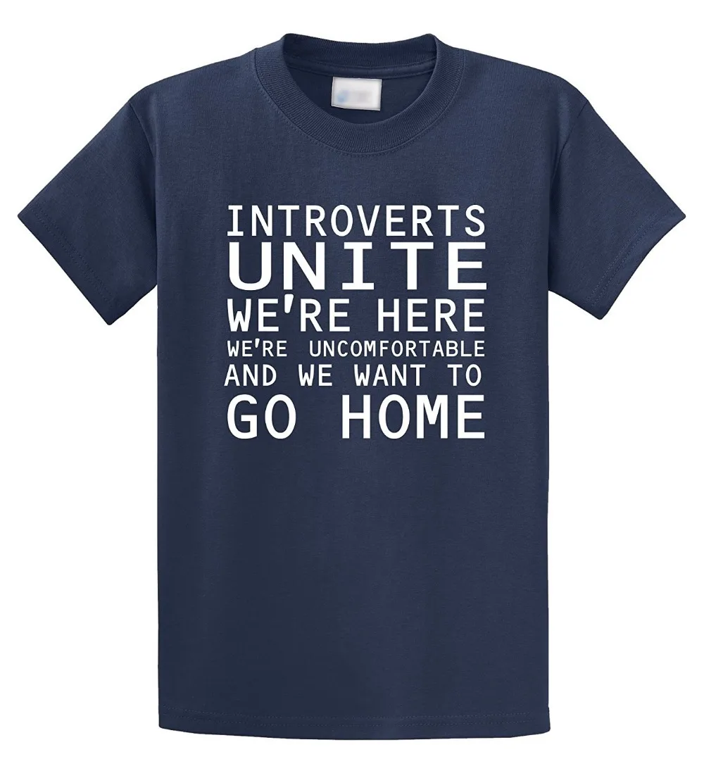 Random T Shirts Introverts Unite Were Here Uncomfortable And We Men'S Novelty Short Sleeve O-Neck Tees