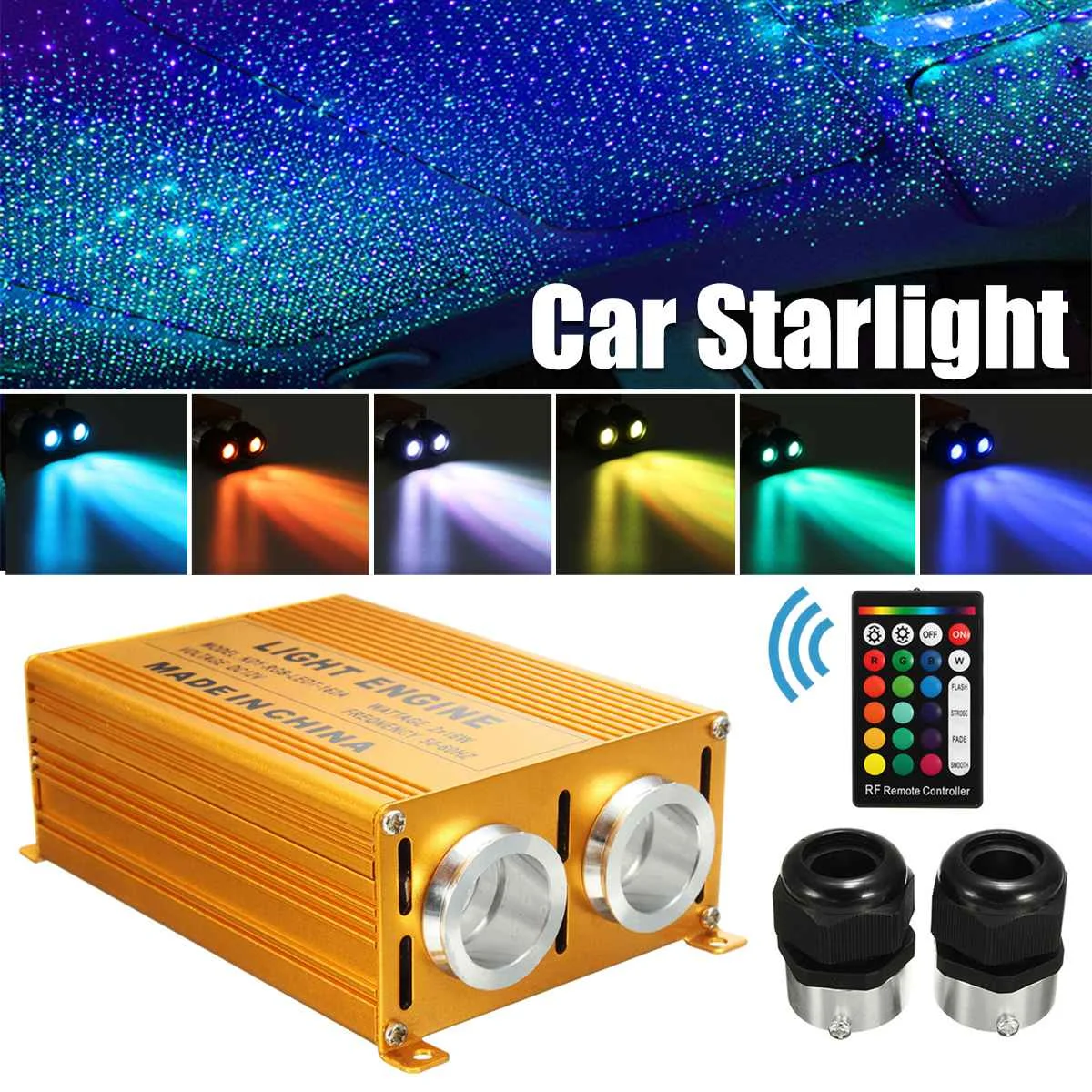 32W RGBW LED Fiber Optic Starry Sky Optical Fiber Light Lighting Decoracion for Home Car Ambient Lamp with Remote
