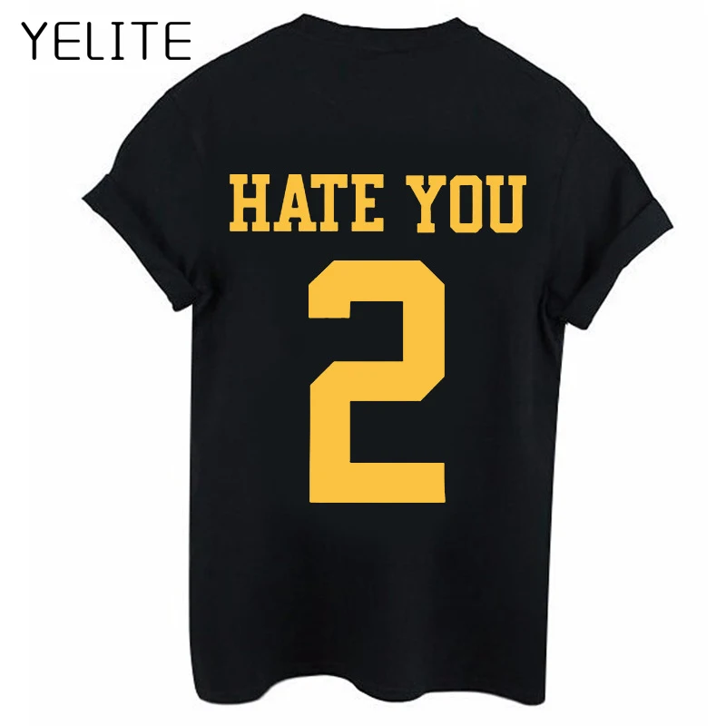 

YELITE HATE YOU 2 Letter Print T shirts Men Woman T shirts Short Sleeve Casual TShirt TeeS Tops 2019 Summer Couple Tops