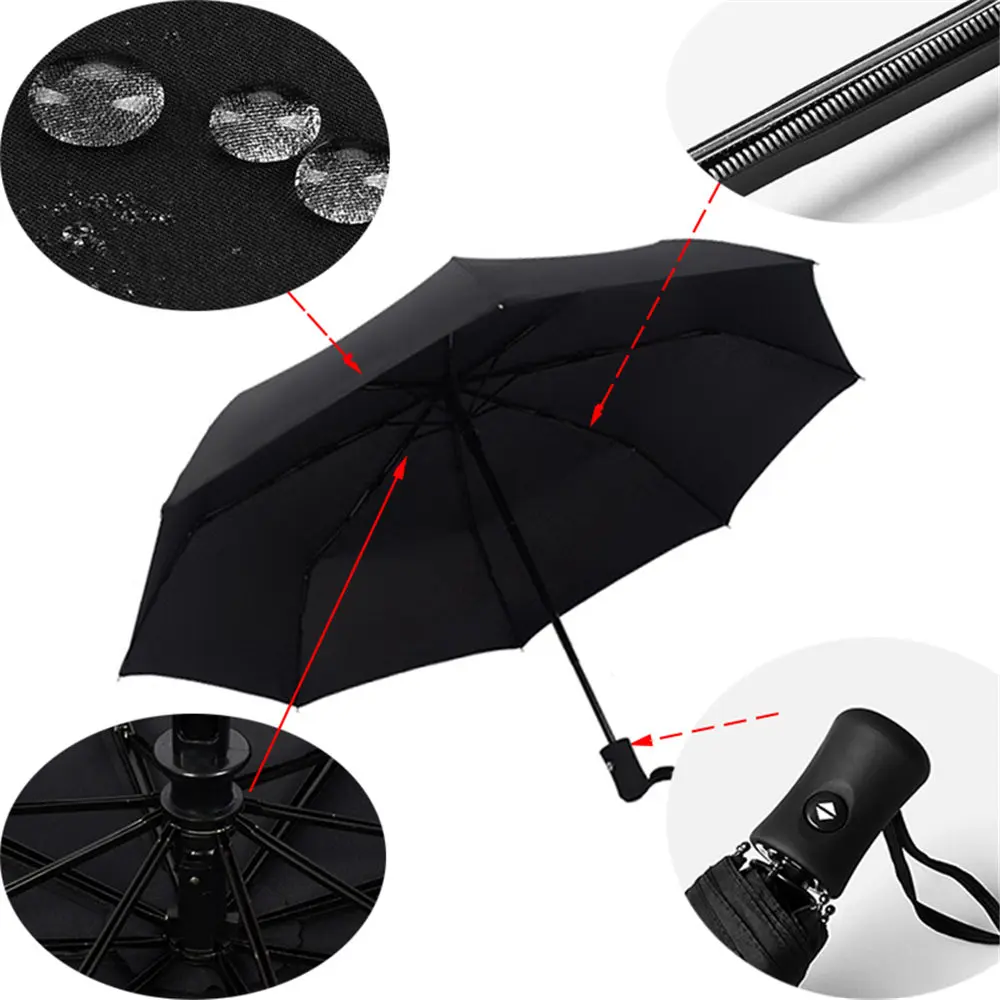 

1 pc Creative Simple Automatic Umbrella AutFolding Windproof omatic Opening Closed Three Fold Business Umbrellas for Travel