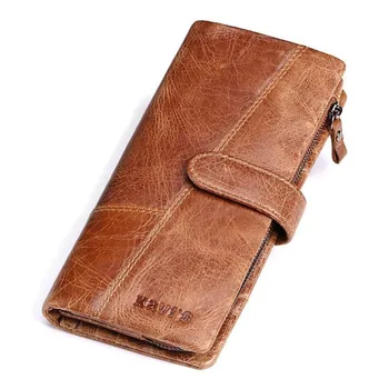 

Hot Sale Man Long Wallet Cow Leather Clutch Zipper Purse Cellphone Package Card Holder Men Wallets Coin Pocket Mini Handbag