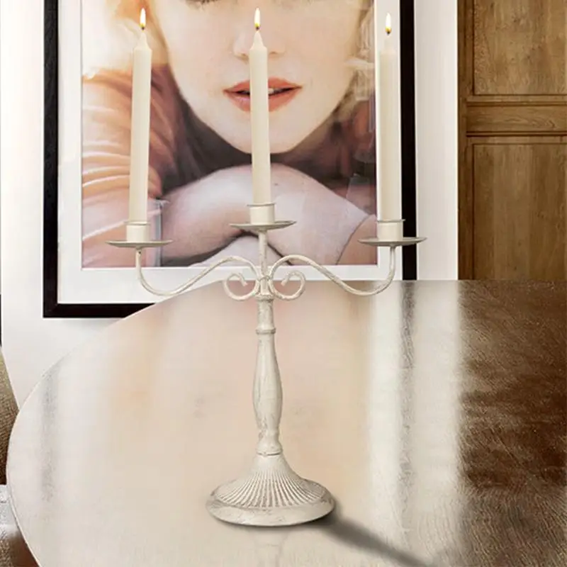 

Retro Metal Candle Holder Elegant CandleStick Table Decoration For Hotel Wedding Western Restaurant Candlelight Dinner