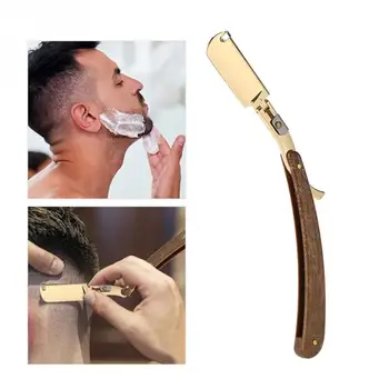 

Professional Safety Folding Straight Shaving Anti-slip Design Stainless Steel Beard Shaver Hair Removal Tool High Quality
