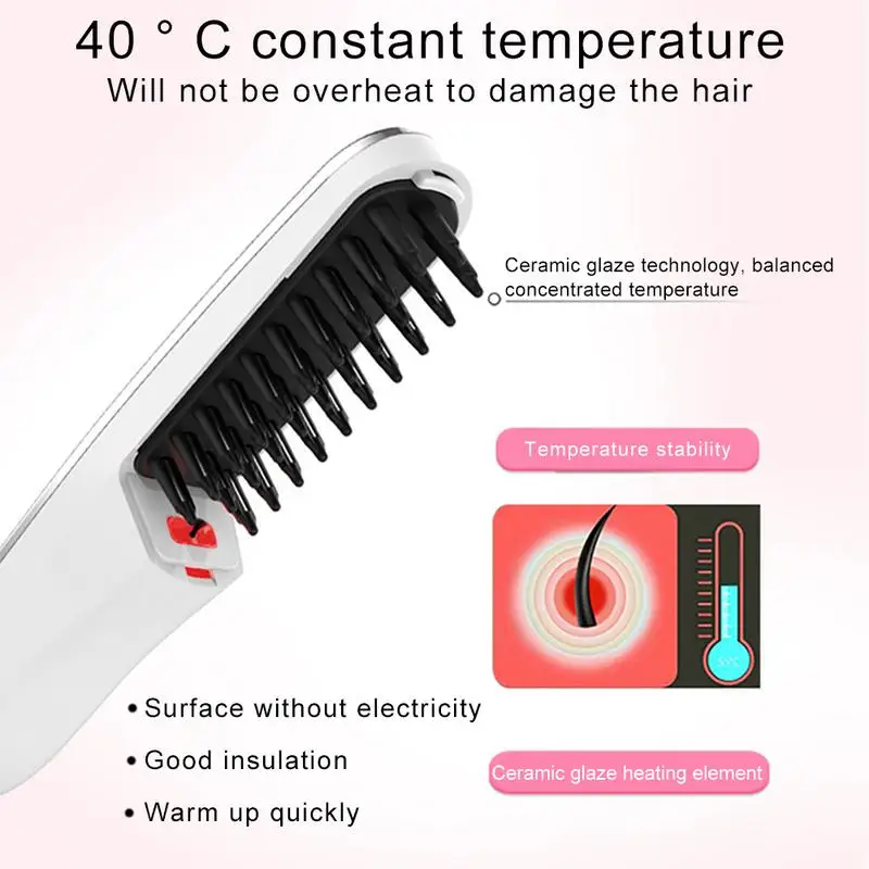 

Mini Straight Hair Comb Wireless Negative Ion Straight Hair Comb Ceramic Electric Heating Roll Straight Hairdresser