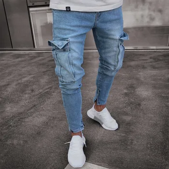 

2019 New Fashion Stylish Men's Skinny Stretch Biker Jeans Slim Fit Denim Pants Trousers Pocket