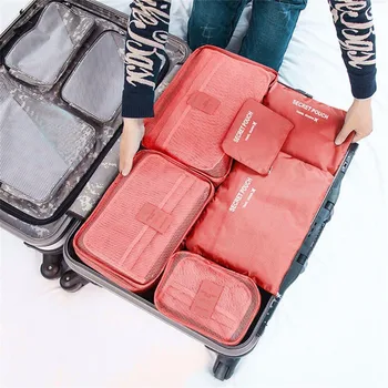 

6Pcs Waterproof Travel Storage Bags Clothes Make up Cosmestics Storage Bags Luggage Organizer Pouch Packing Cubes Large Capacity