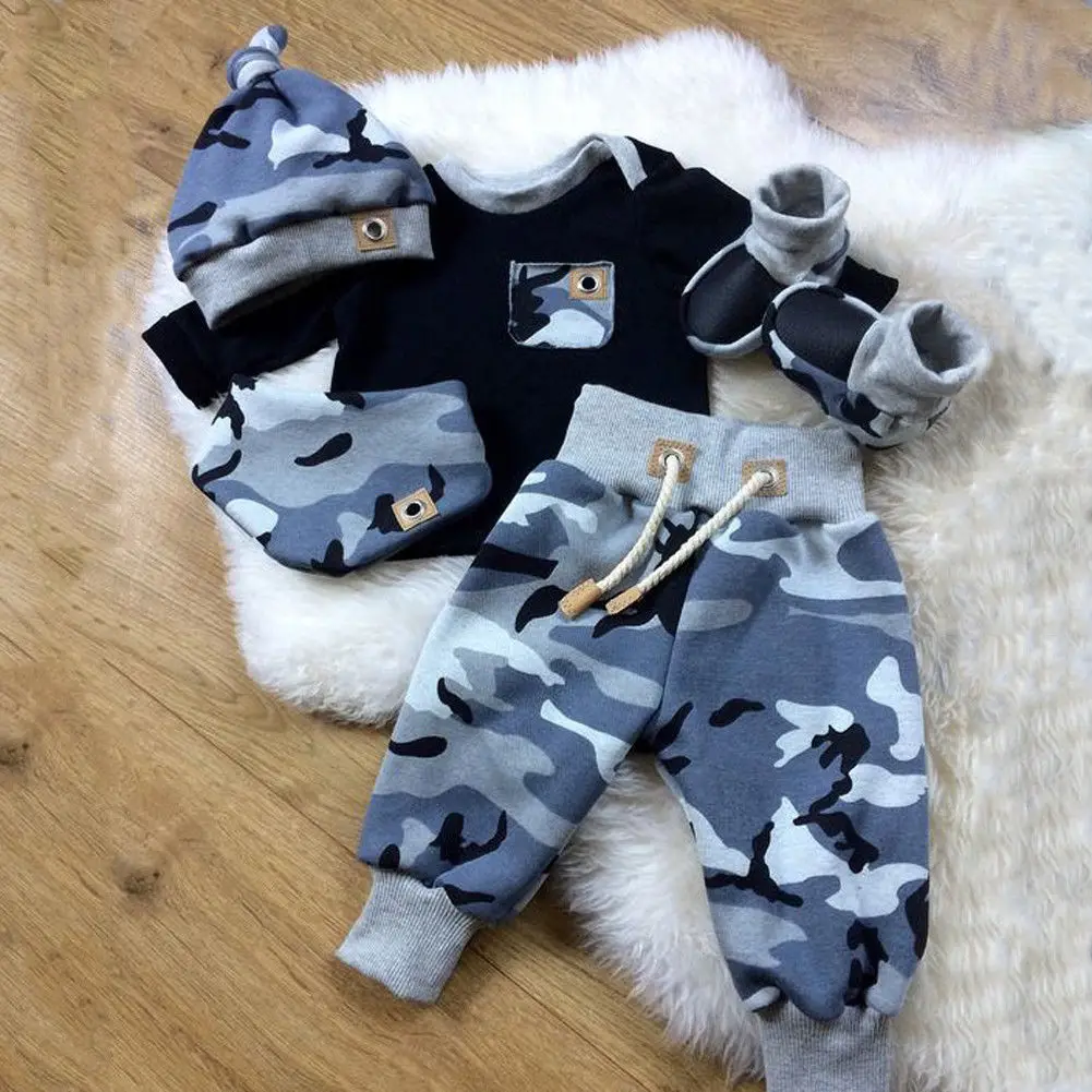 Pudcoco New Casual Boy Clothes Carters Newborn Infant Baby Boy 3pcs Clothes Top Long Pants Hat Outfits Set