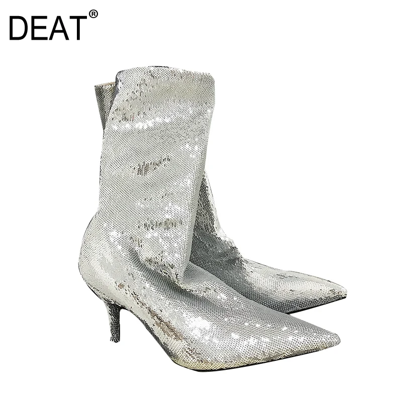 Orteil deat 2019 Simples Marée Bottes silver Cuir Du Printemps Talons Femmes Genou 10sj095 Chaussures Nouveau À Paillettes Hauteur Pu En Minces Mode Pointu D'été Golden Color Color ZXXqrn1d