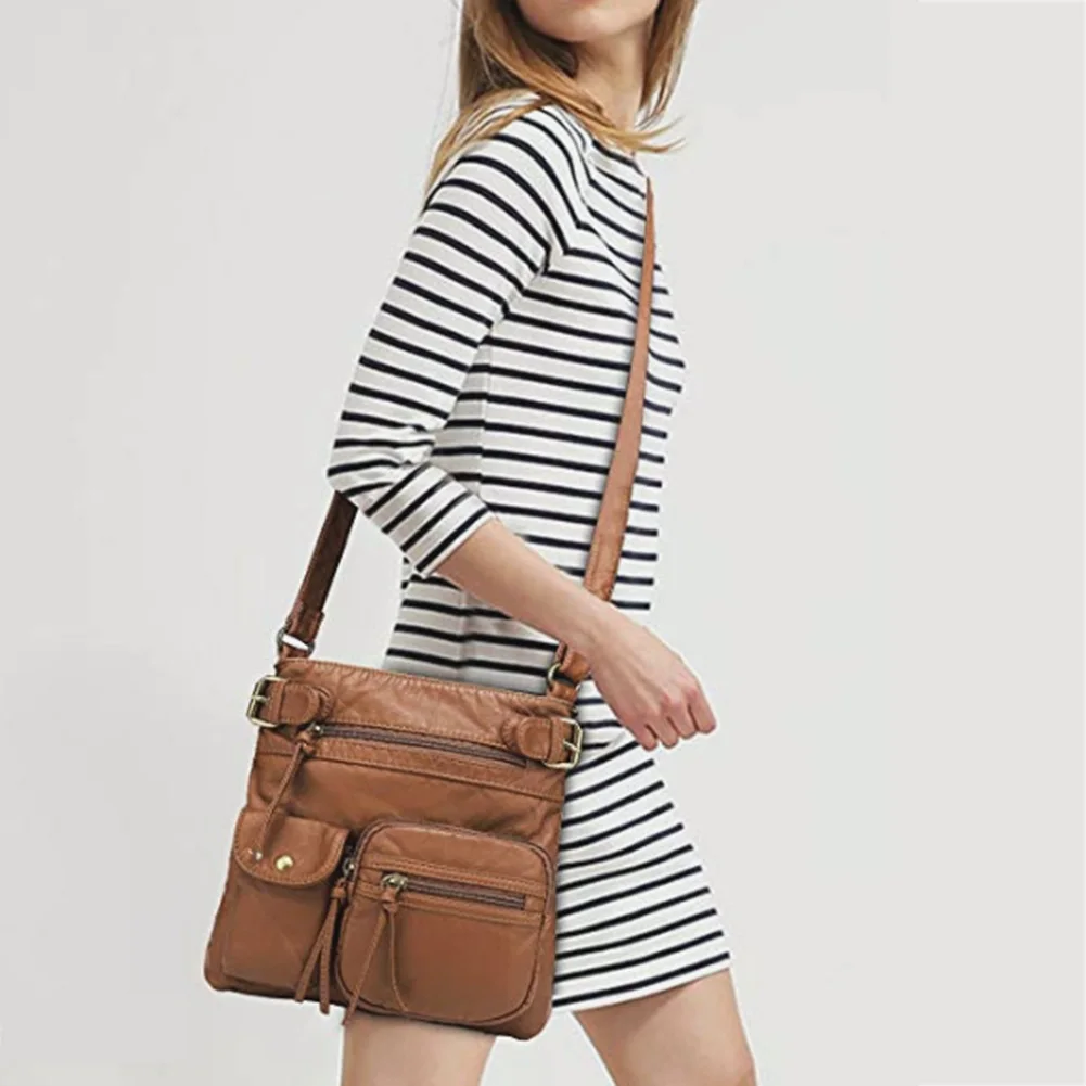 

Multi Pocket Luxury Soft PU Leather Shoulder Bags for Women Large Capacity Shopping Crossbody Hobo Bags European Tote Handbag
