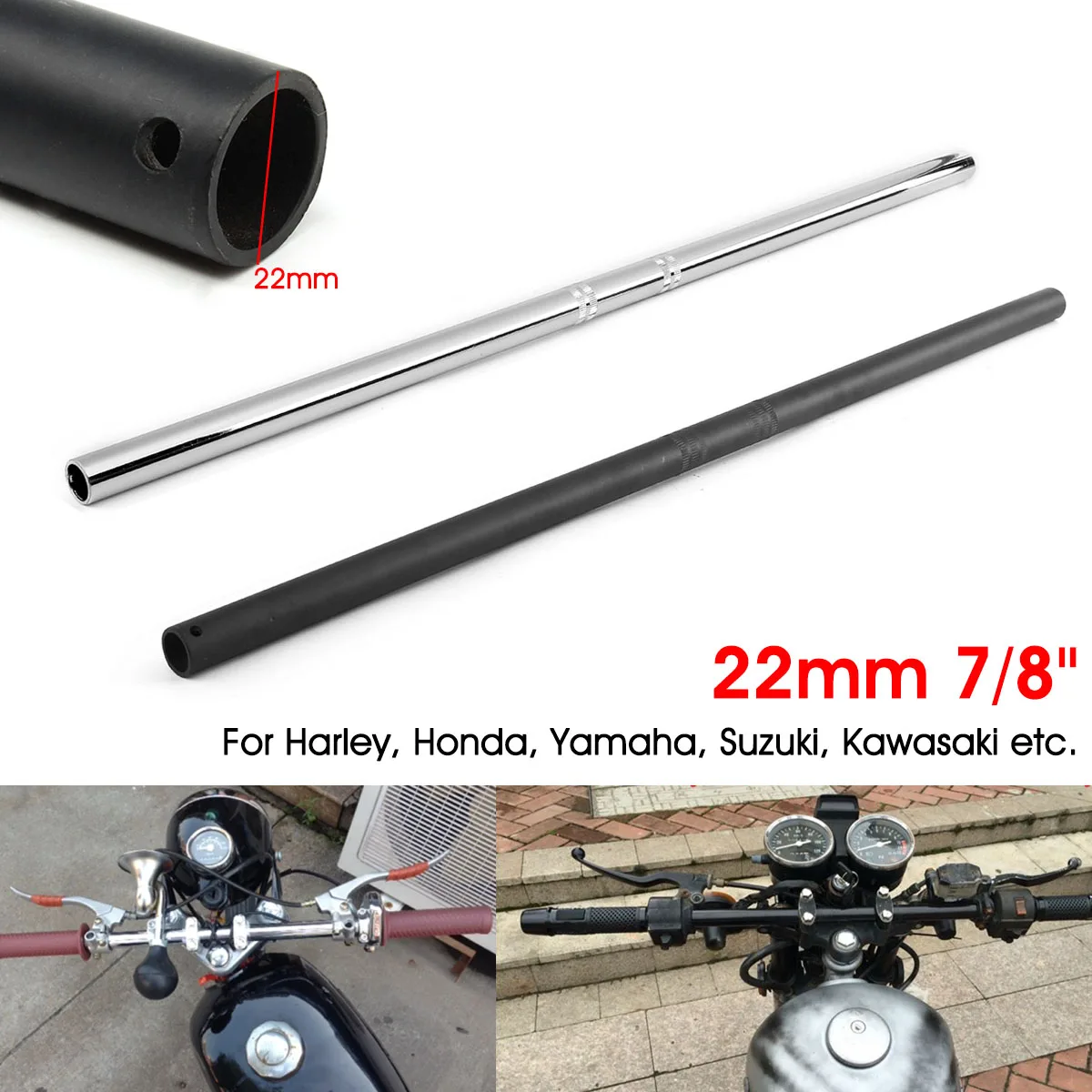 Universal 22mm 7/8" Motorcycle Handlebar Straight Handle Bar For Honda