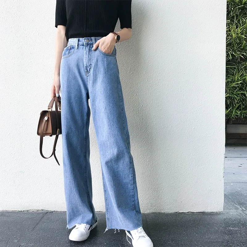 Besætte Forblive ledig stilling Spring Autumn Jeans Women Fashion Blue High Waist Loose Denim Jeans Female  Wide Leg Pants Trousers Boyfriend Jeans For Women|Jeans| - AliExpress