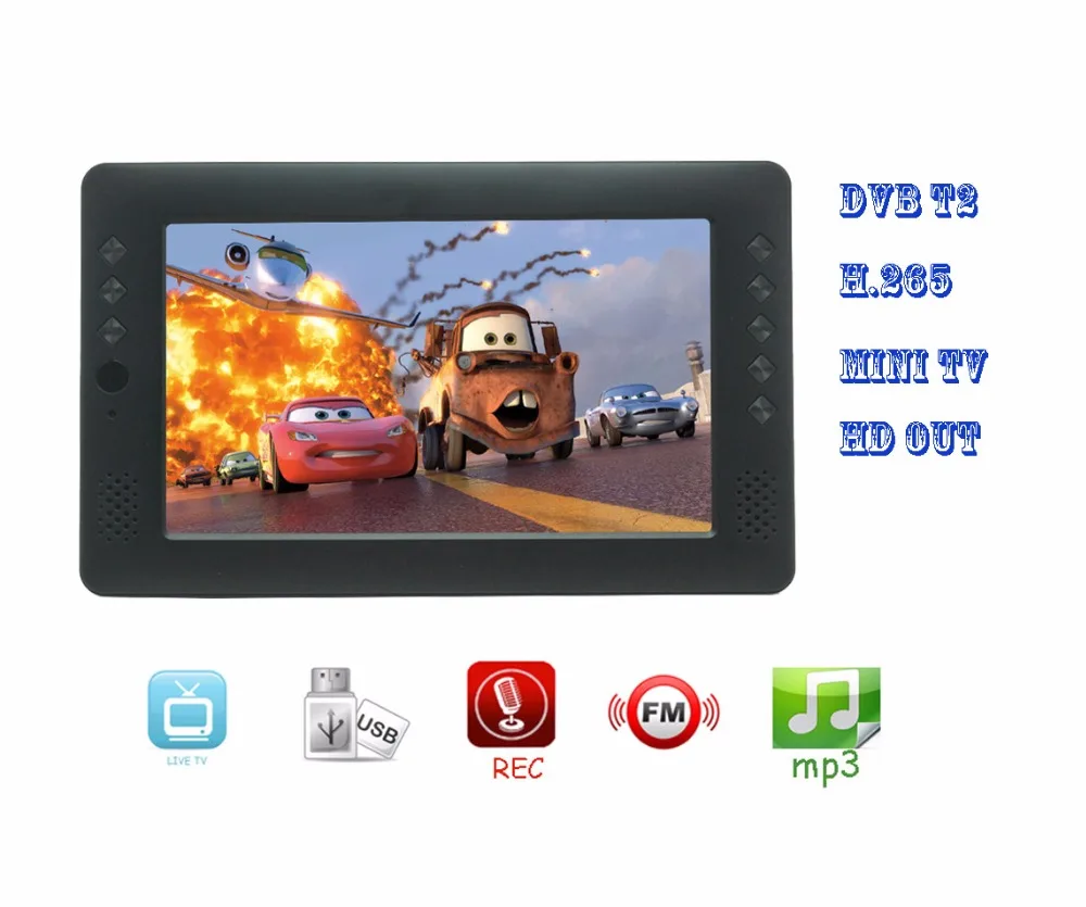 

Factory price! 9 inch rechargeable battery H.264 USB HD out multi-language OEM mini digital portable tv!