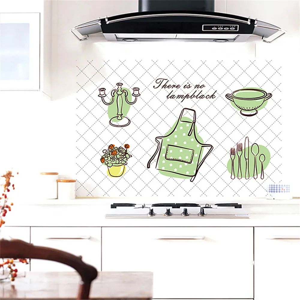 60*90cm Kitchen Wall stickers Oilproof Removable Waterproof Tiled Wall Decals Aluminum Foil Adesivo De Parede Home Decoration