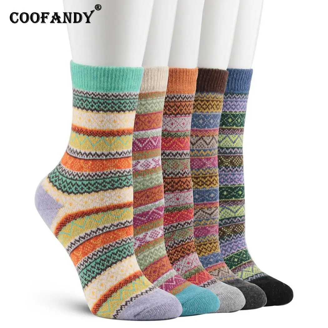 Зимние теплые мягкие толстые носки в этническом стиле 10 см/3,9 дюйма 20 см/7,9 дюйма однотонные женские носки разных цветов