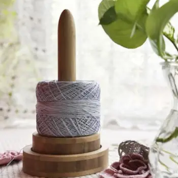 

Wooden Yarn Rotation Axis Bamboo Drop Spindle Large Base Plate Yarn Spool Sewing Accessories Knitting Tools