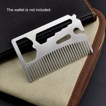 Многофункциональная Расческа для бороды, кошелек, расческа для бороды, щетка для бороды, нержавеющая сталь, открывалка для бутылок, гаечный ключ, отвертка, нож, лезвие