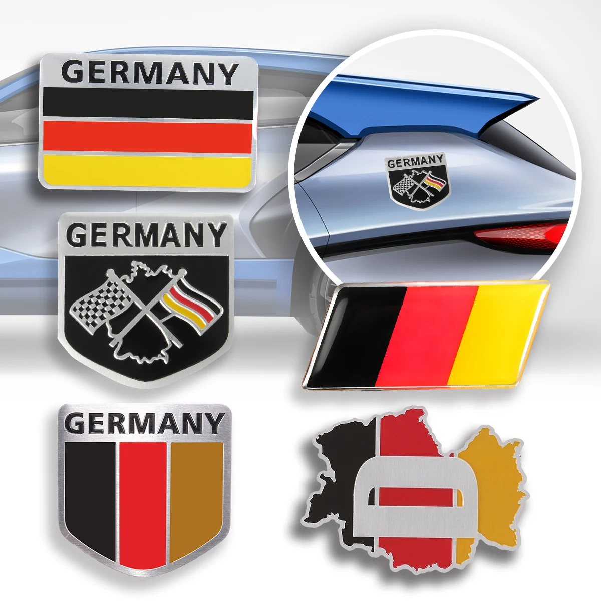 3D Aluminum UniversalCar Sticker German Flag Grille Emblem Badge for VW