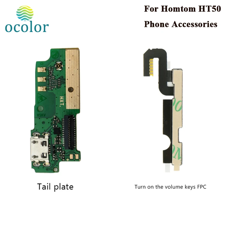 

ocolor For Homtom HT50 Side Button Flex Power+Volume button Flex Cable And USB plug Charge Board repair parts For Homtom HT50