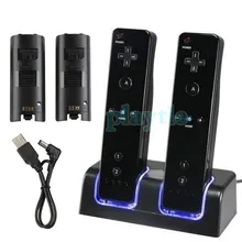 New Arrival Hot Sale Best Use Blue LED light Remote Controller Dual Charging Dock Station 2x