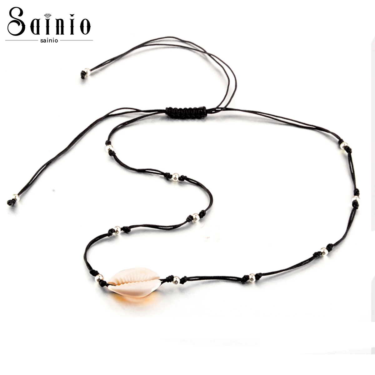 

Sainio Simple Sea Shell Necklace Bead Shell Rope Chain Adjustable Choker Necklace Boho Jewelry for Women Girls