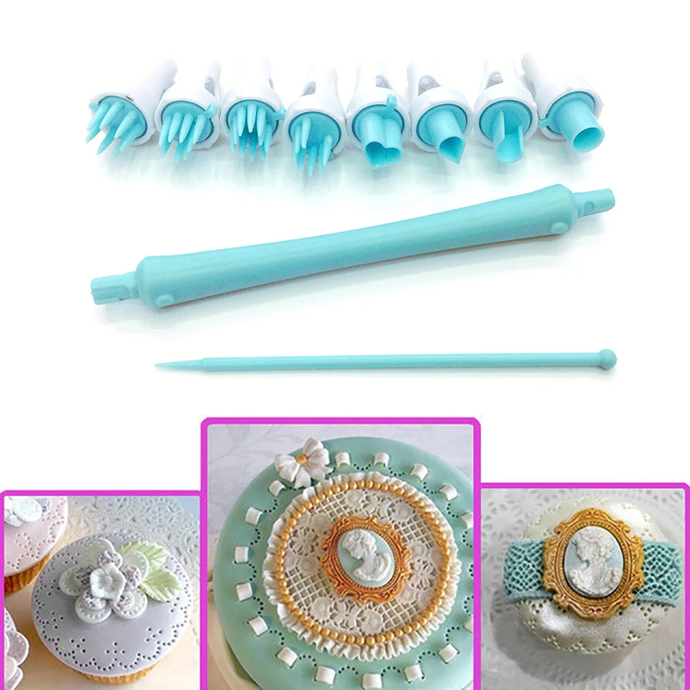 

8Pcs/Set Cookie Cutter Biscuit Plastic Sugarcraft Decor Fondant Plunger Cutter Cupcake Mold Icing Sugar Pastry Baking Tools