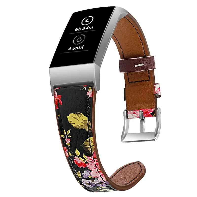 

New Arrive Smartwatch Replacement Leather Band Bracelet Men Women Smart Watch Accessories Flower Pattern Smart Step Watch