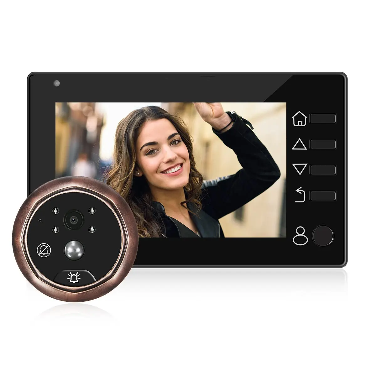 

4.3 Inch LED Screen Security Smart Doorbell Peephole Camera Electronic Cat Eye Motion detection function Video message leaving