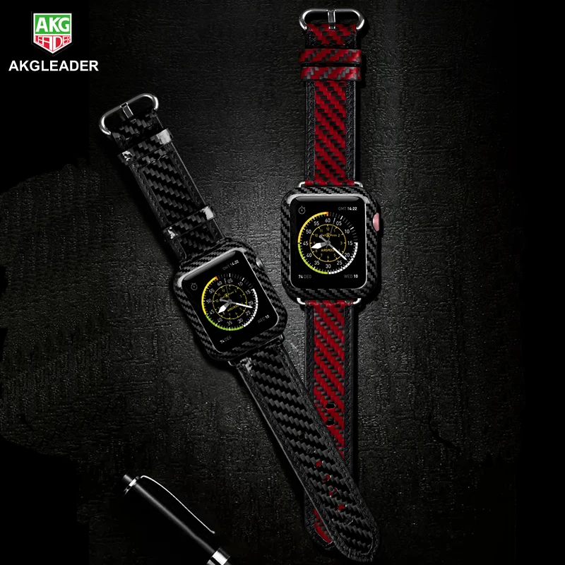 

High Quality Real Carbon Fiber Watch Band strap For Apple Watch Series 4 1 2 3 iWatch Watch Bracelet Watchband 38mm 42mm